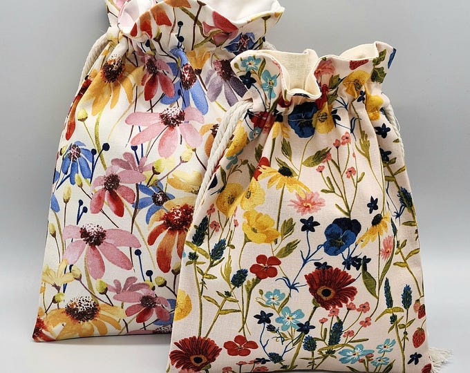 Wildflower Drawstring Fabric Gift Bag