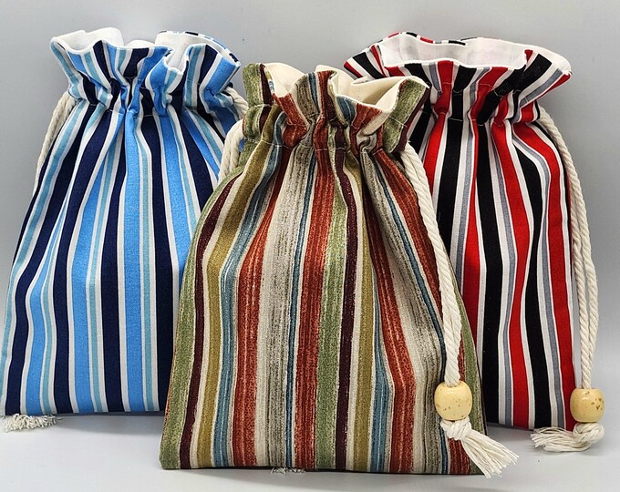 Stripe Pattern Drawstring Fabric Gift Bag