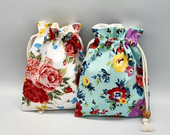 Wildflower Drawstring Fabric Bag