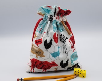 Reusable Fabric Gift Bag, Farm