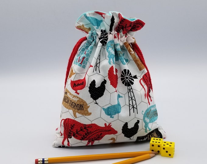 Reusable Fabric Gift Bag, Farm