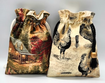 Classic Cottage Drawstring Fabric Gift Bag