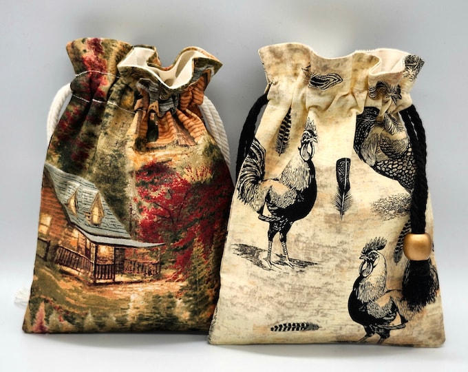 Classic Cottage Drawstring Fabric Gift Bag