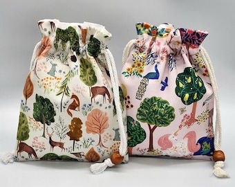 Woodland Animal Drawstring Fabric Bag