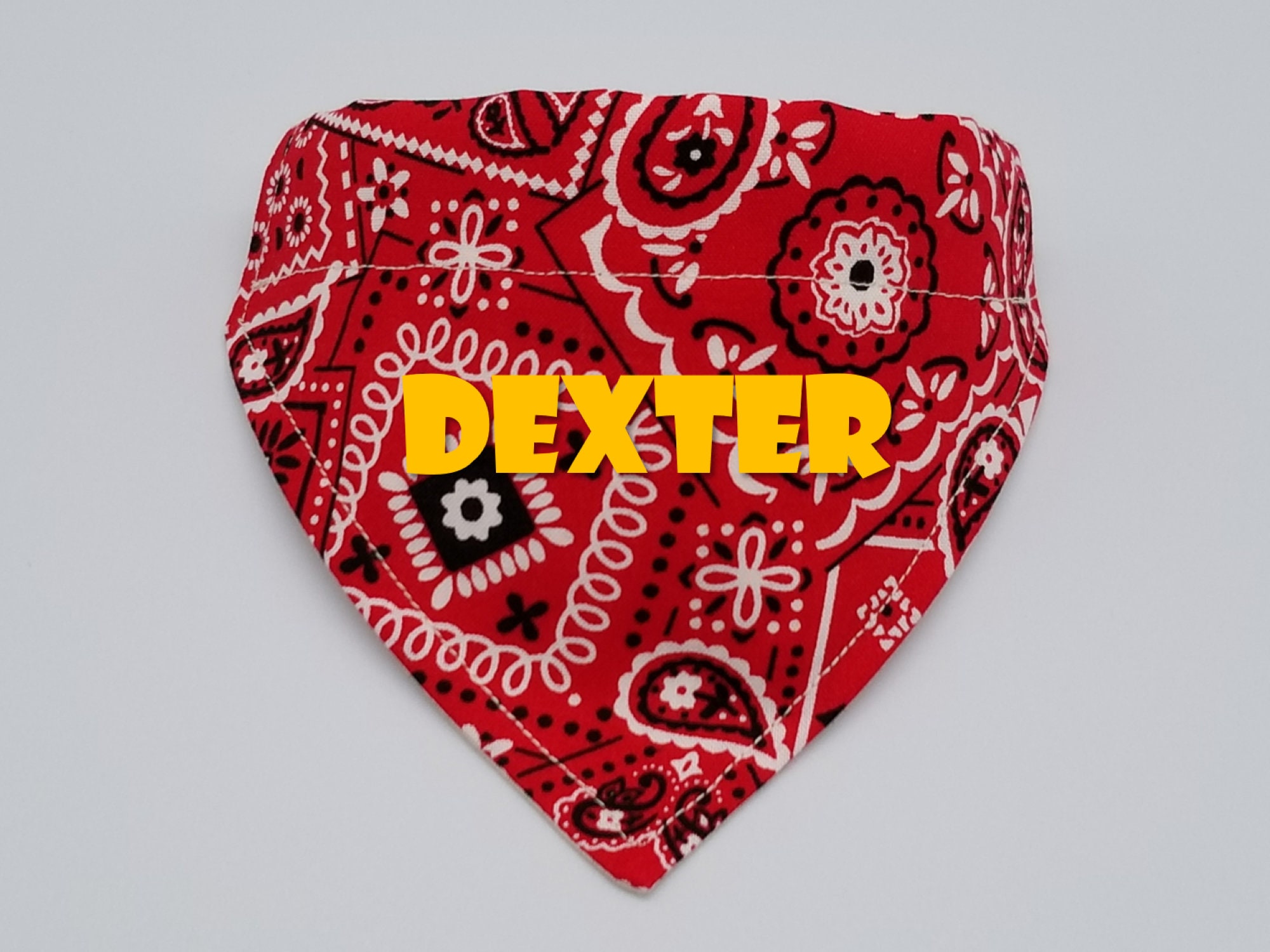 Personalized Dog Bandana With Name Red Boho Print Over the Etsy
