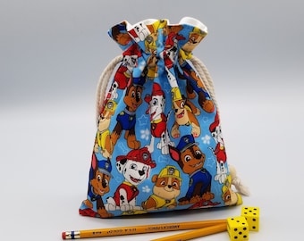 Reusable Fabric Gift Bag, Blue Puppy Bag
