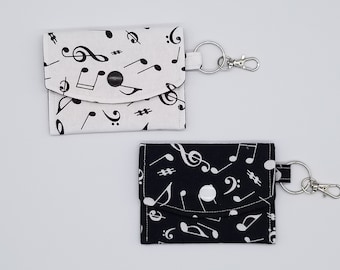 Music Notes Wallet, Black and White Pouch