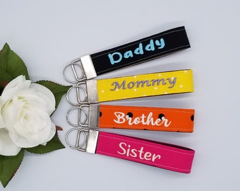Personalized Wristlet Solid Polka Dot Keychain