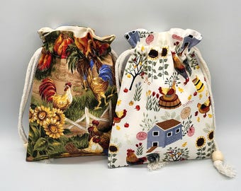 Rooster Fabric Gift Bag