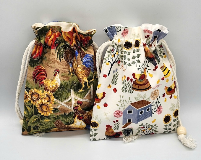 Rooster Fabric Gift Bag