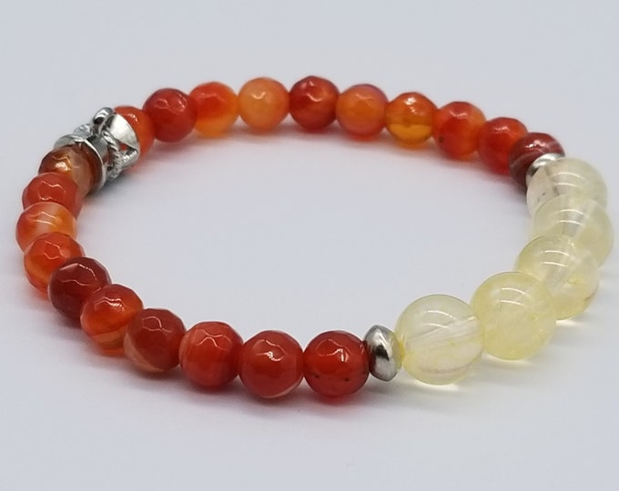 Citrine bracelet, 8 mm Citrine and 6 mm Agate Bead