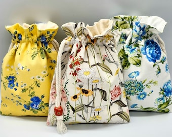 Spring Flower Drawstring Fabric Gift Bag
