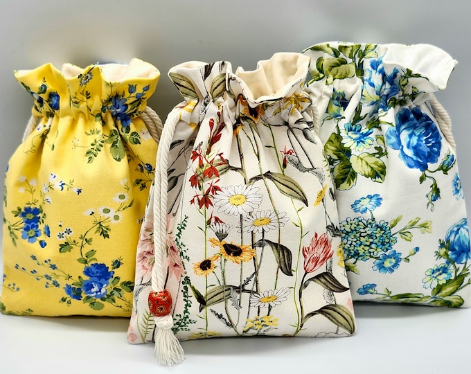 Spring Flower Drawstring Fabric Gift Bag