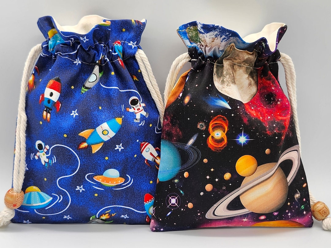 Drawstring Fabric Gift Bag | Spaceship Bag | Astronaut Bag | Toy Bag ...
