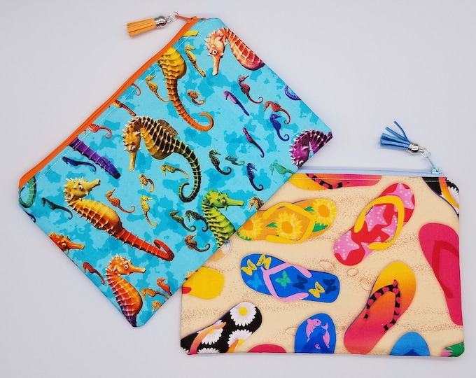 Seahorse and Sandal Zipper Bag
