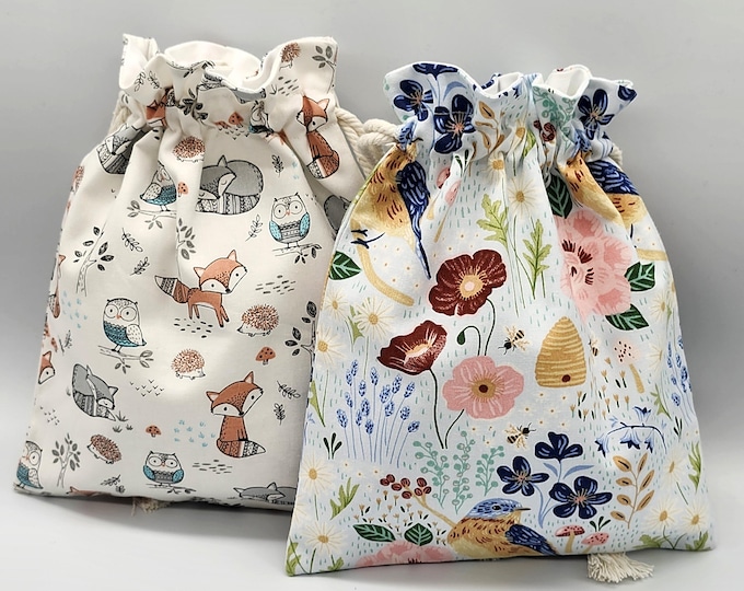 Animal Garden Drawstring Fabric Gift Bag