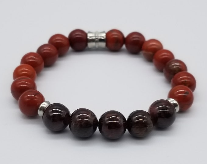 Jasper Garnet Tiger Eye Bracelet, 8 mm Bead