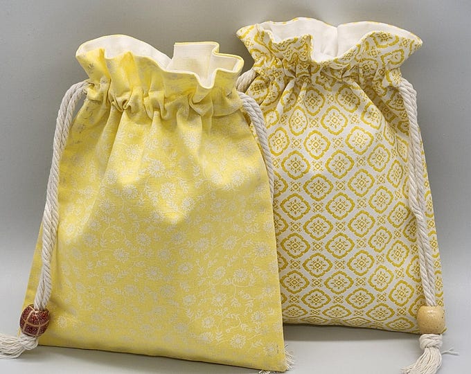 Mini Yellow Flower Drawstring Fabric Bag