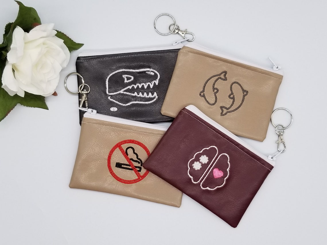 Custom Embroidery Keychain set Mini Bag Keychain Set Leather Etsy