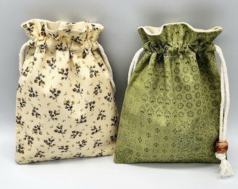 Vintage Rose Drawstring Fabric Bag