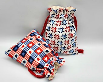 Plaid Star Drawstring Fabric Gift Bag