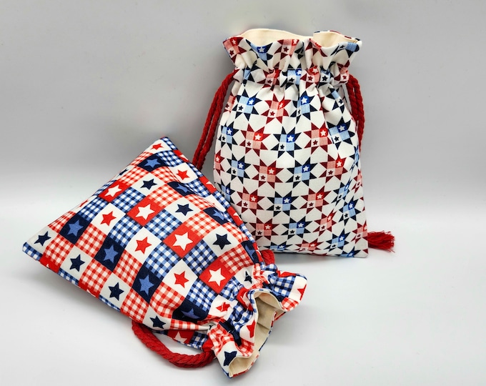 Plaid Star Drawstring Fabric Gift Bag
