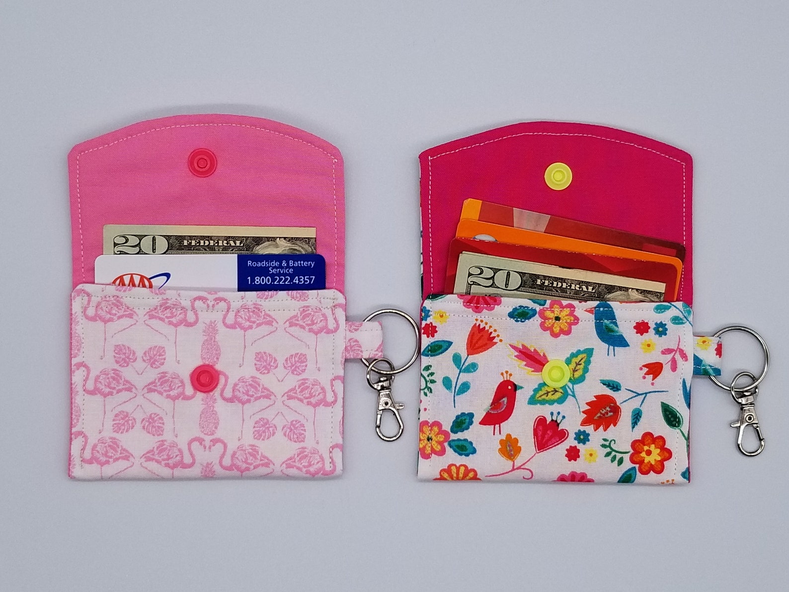 Bird Flamingo Card Holder Wallet Keychain Cute Wallet Etsy