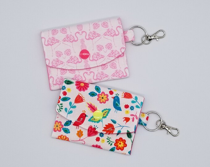 Flamingo and Birdie Wallet Keychains/ gift card bag