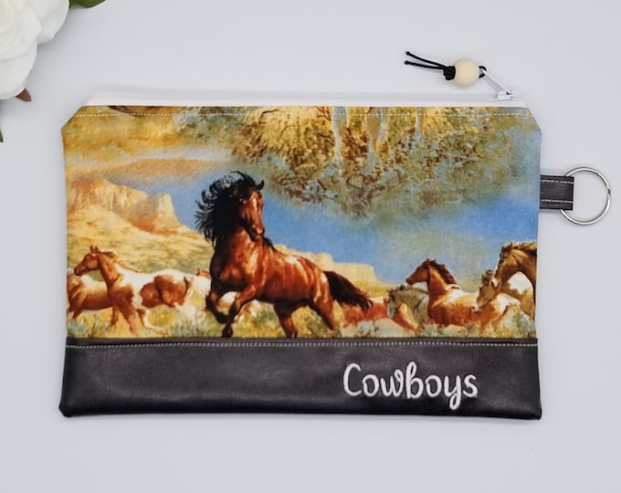 Cowboy Horse in Mountain Zipper Pouch