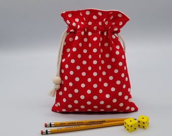 Reusable Fabric Gift Bag, Red Polka Dot