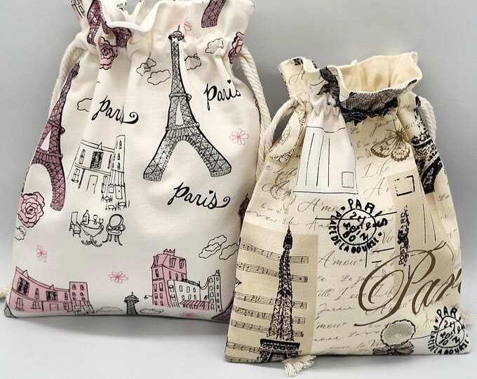 Paris Drawstring Fabric Gift Bag