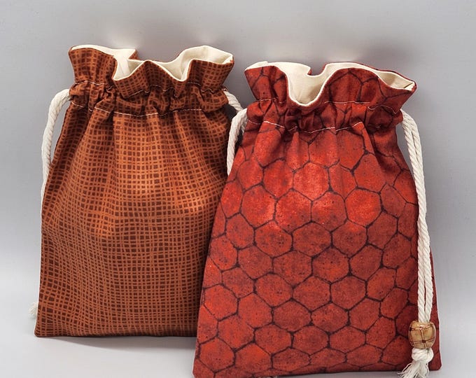 Brick Color Drawstring Fabric Bag
