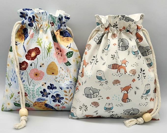 Animal Garden Drawstring Fabric Gift Bag