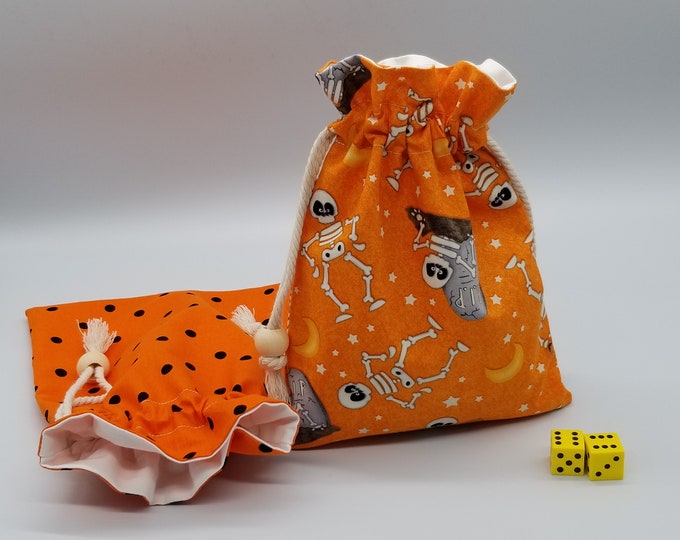 Reusable Fabric Gift Bag, Orange Halloween