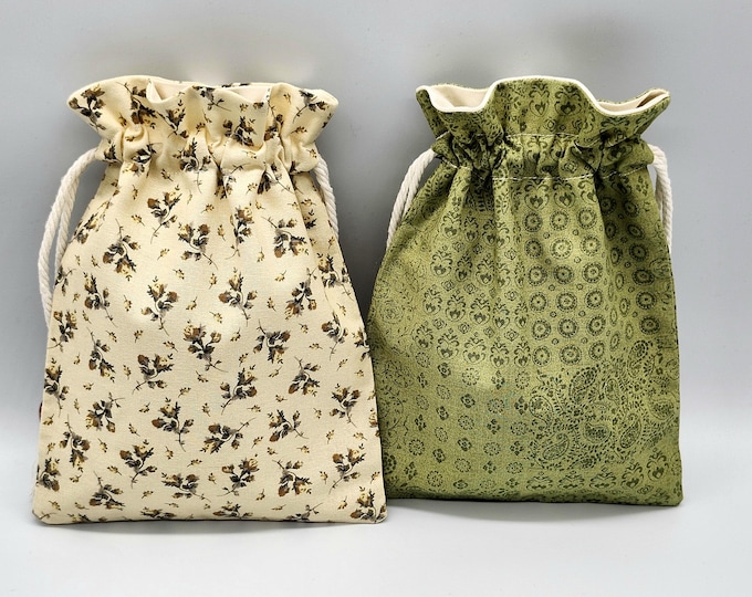 Vintage Rose Drawstring Fabric Bag