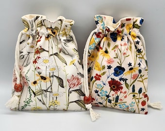 Wildflower Drawstring Fabric Bag