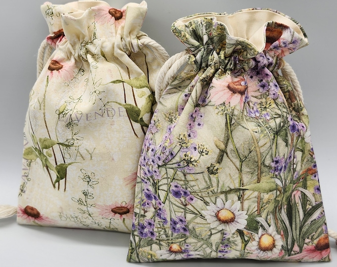 Wildflower Drawstring Fabric Gift Bag