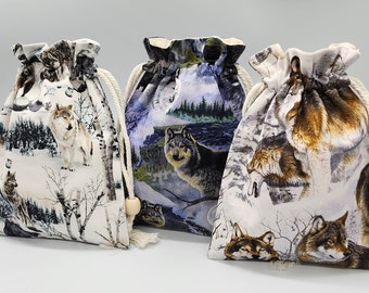 Wolf drawstring bag