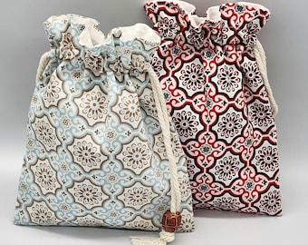 Retro Flower Drawstring Fabric Bag
