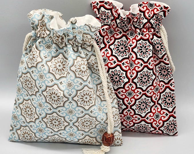 Retro Flower Drawstring Fabric Bag