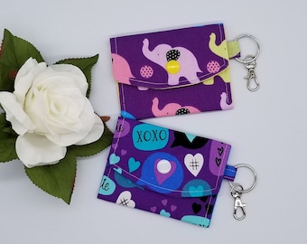 Purple Heart and Elephant Card Wallet Keychain