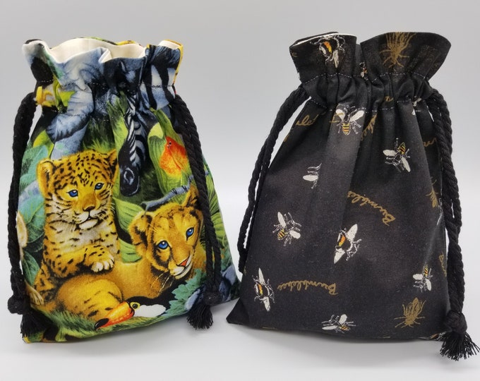 Wild Animal and Bee Drawstring Bag