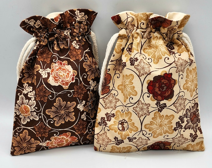 Autumn Flower Drawstring Fabric Gift Bag