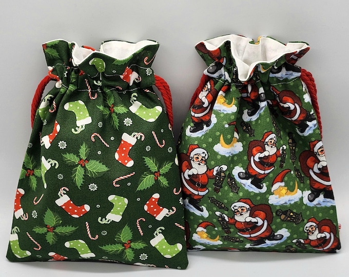 Santa Drawstring Fabric Gift Bag