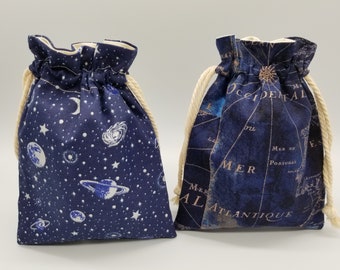 Map & Star in Universe Drawstring Bag