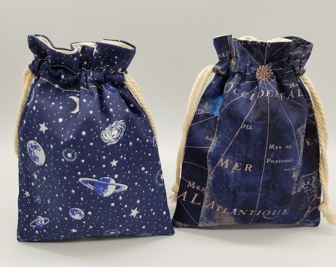 Map & Star in Universe Drawstring Bag
