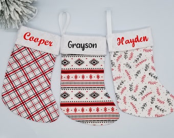 Red Plaid / Red Leave / Tribal Stocking