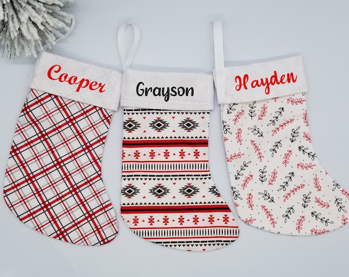 Red Plaid / Red Leave / Tribal Stocking