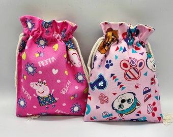 Pink Cartoon Drawstring Fabric Gift Bag