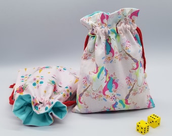 Reusable Fabric Gift Bag, Pink Unicorn